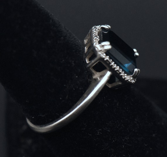 Vintage Blue Topaz and Diamonds Sterling Silver R… - image 4