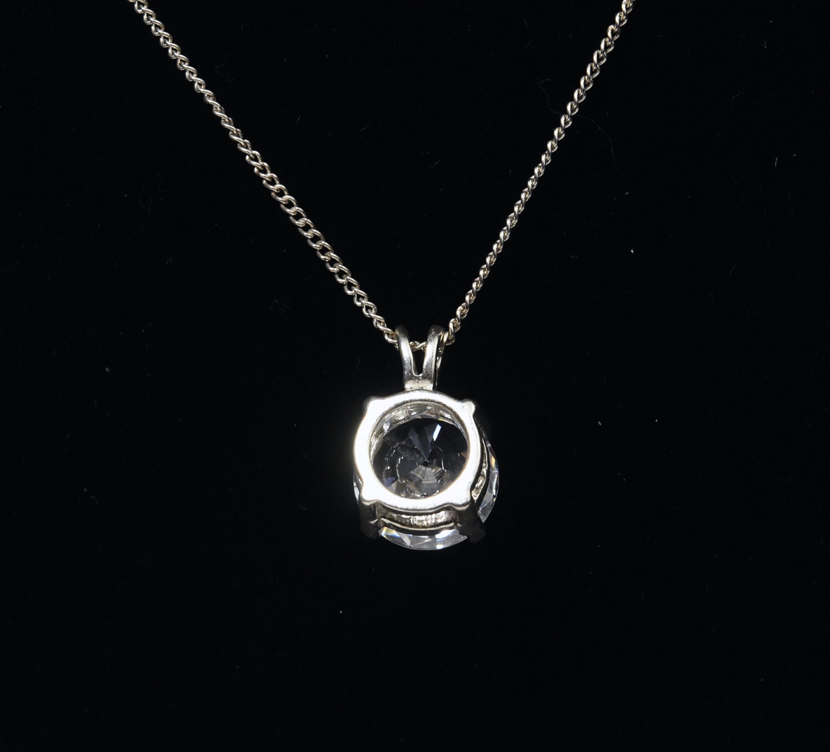 Cubic Zirconia Pendant Sterling Silver Chain Necklace - 19