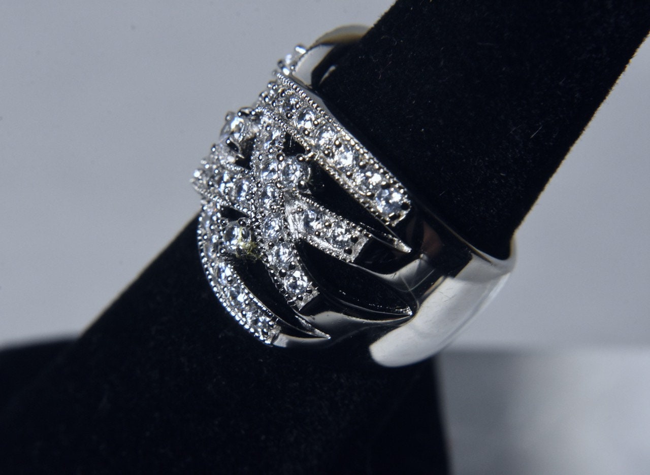 Sterling Silver Cubic Zirconia Braided Ring - Size 6.25 - Etsy