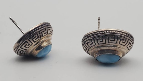 Vintage Handmade Larimar Sterling Silver Earrings - image 7