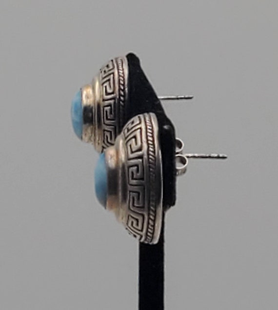 Vintage Handmade Larimar Sterling Silver Earrings - image 9