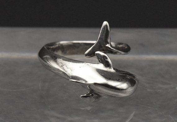 Vintage Sterling Silver Dolphin Adjustable Bypass… - image 6