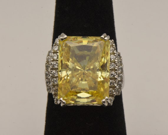 Vintage Sterling Silver Canary Yellow Cubic Zirco… - image 2
