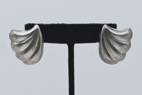 Vintage Handmade Sterling Silver Scallop Earrings