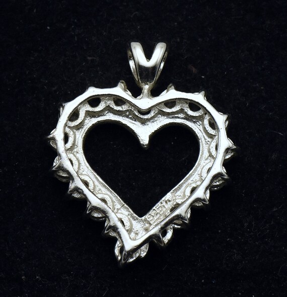 Pendentif Cœur Ancien En Argent Massif 925 Avec Zirconiums - Bijou Vintage