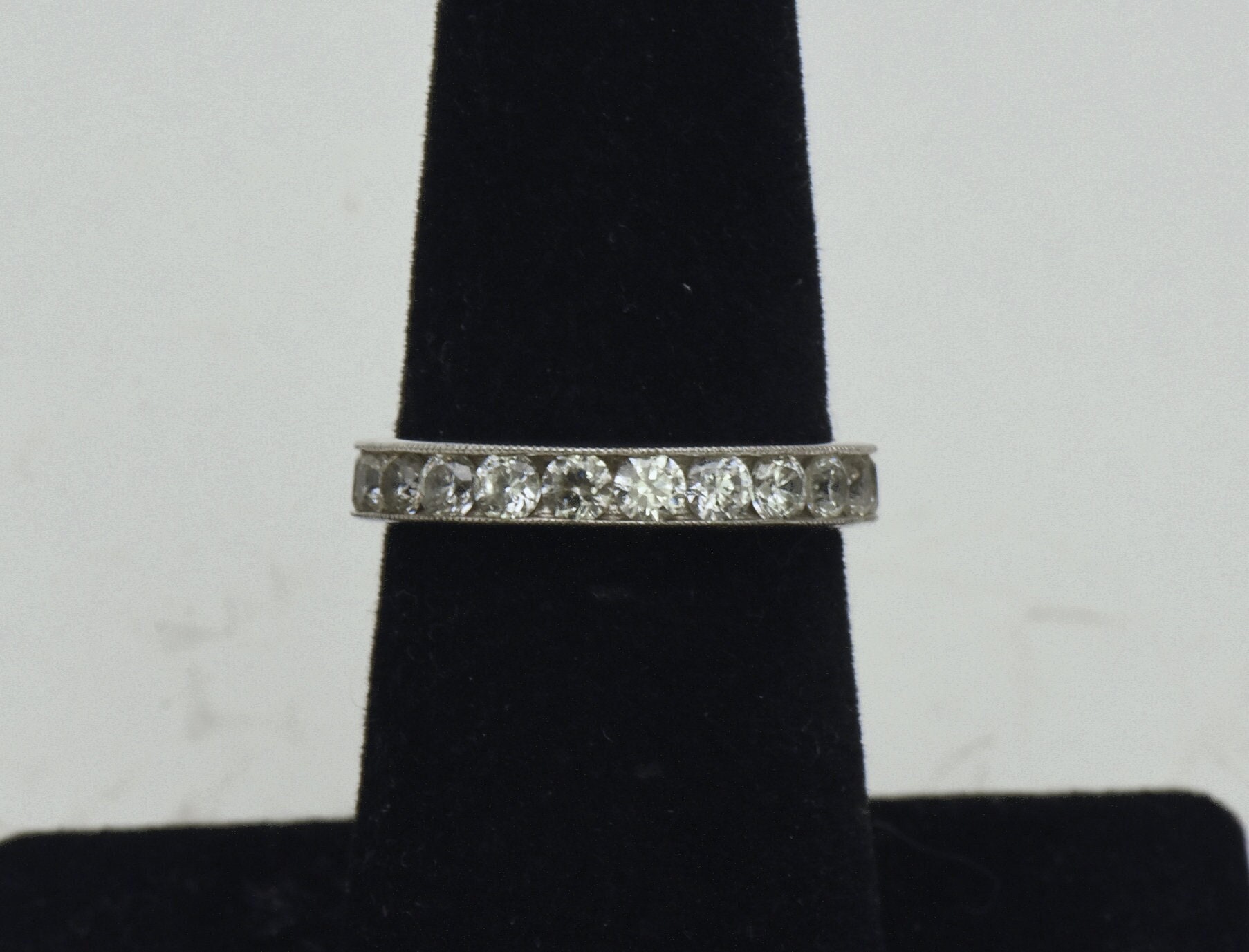 Vintage Channel Set Cubic Zirconia Sterling Silver Band