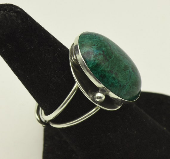 Vintage Handmade Chrysocolla Sterling Silver Adju… - image 3