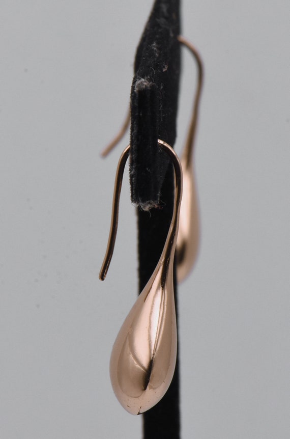 Rose Gold Tone Sterling Silver Teardrop Earrings - image 3