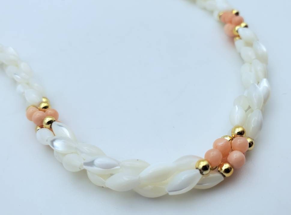 Collier Ancien En Nacre - Ivoire - Bijou Vintage - Occasion