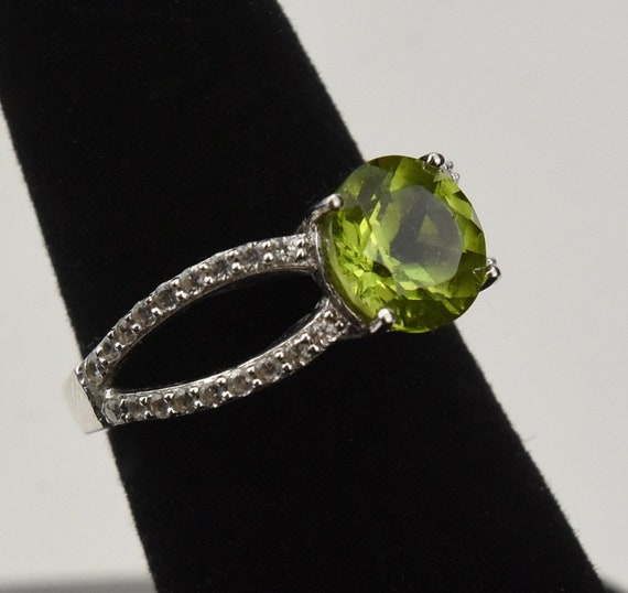 Sterling Silver Light Green Crystal Ring - Size 5 - image 4