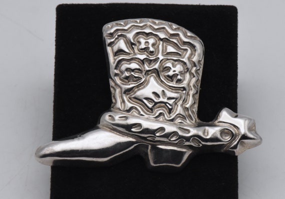 Vintage Handmade Mexican Sterling Silver Cowboy B… - image 2