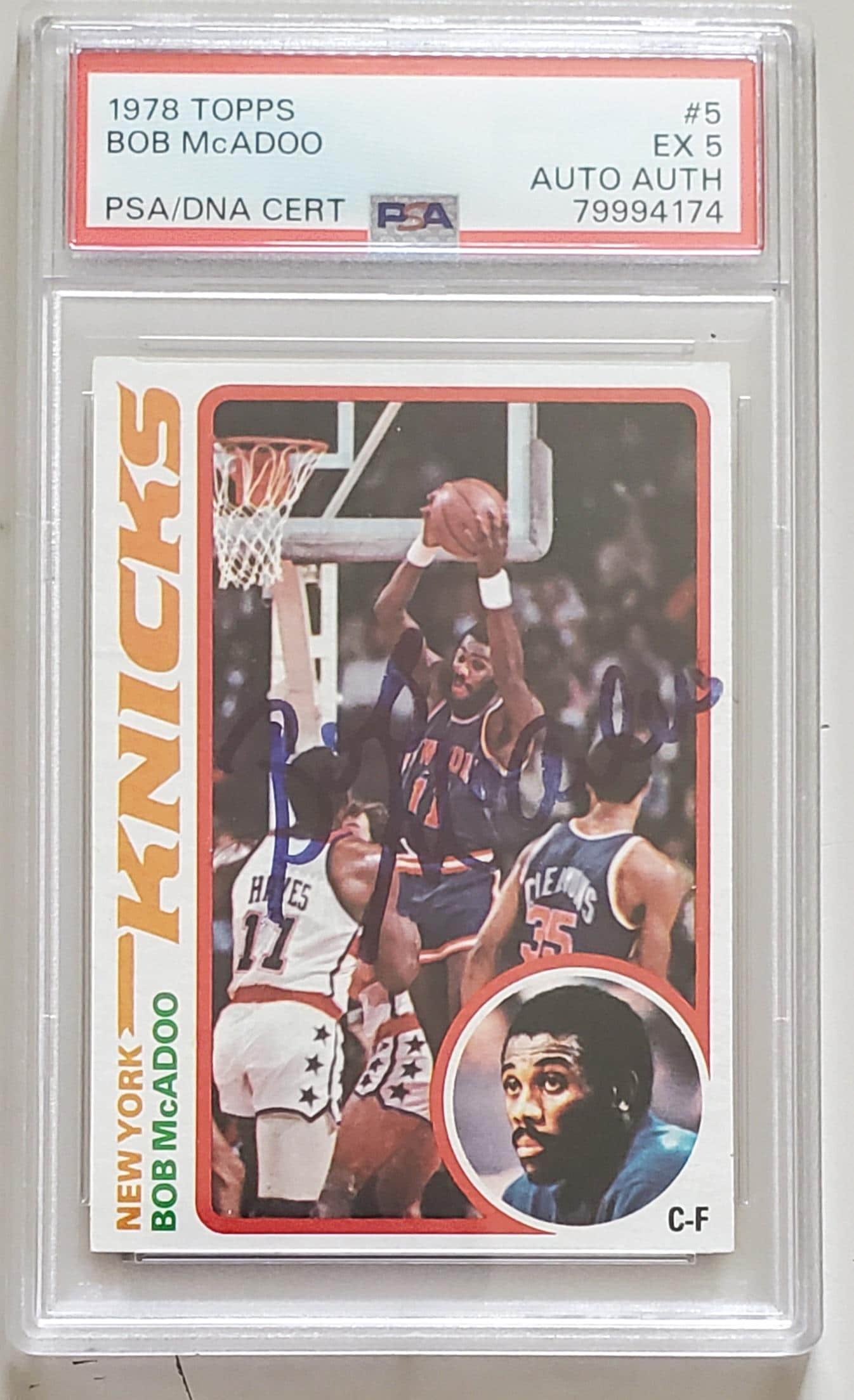 ボブ・マカドゥー - 直筆サイン入り 1978 Topps PSA/DNA 認定 