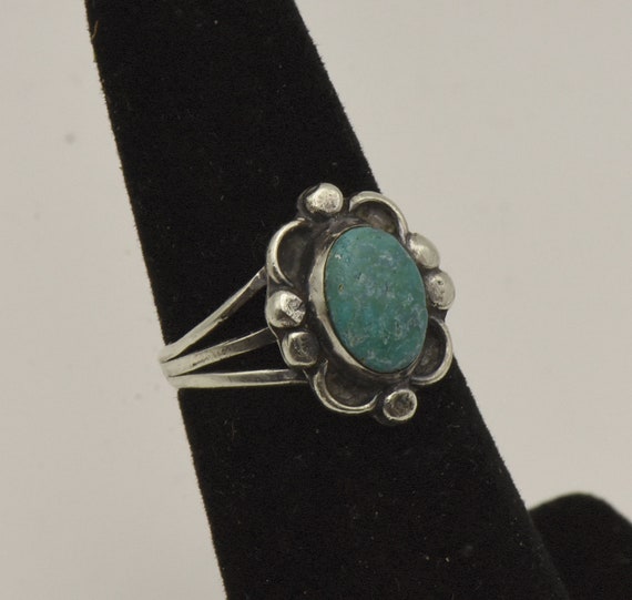 Vintage Handmade Turquoise Sterling Silver Ring -… - image 3