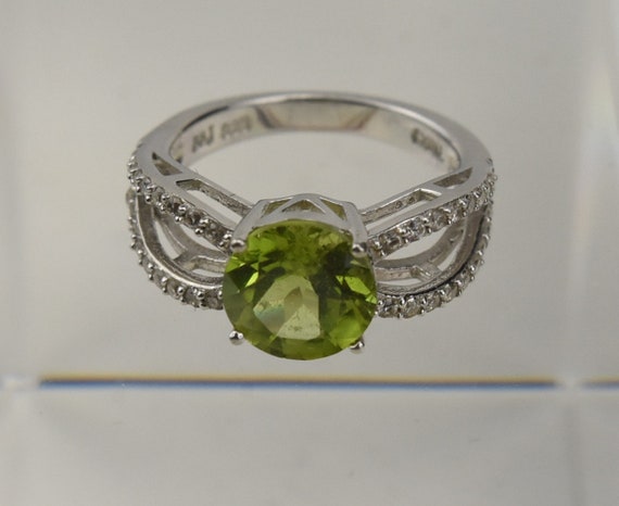 Sterling Silver Light Green Crystal Ring - Size 5 - image 6