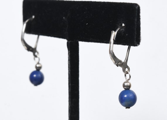 Sterling Silver Lapis Lazuli Dangle Earrings - image 4
