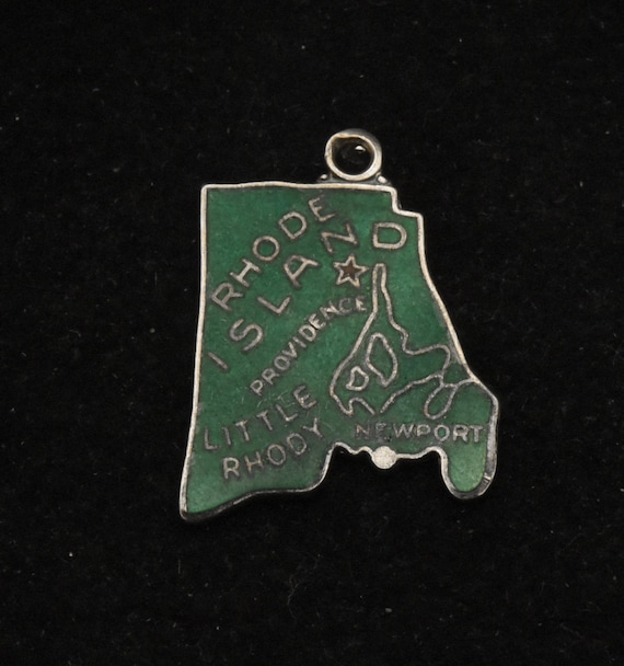Rhode Island State Charm Antiqued Sterling Silver Rhode Island State Charm Antiqued Sterling Silver