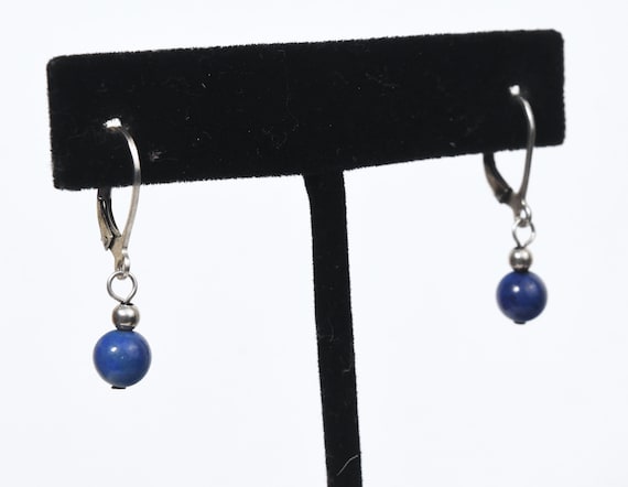 Sterling Silver Lapis Lazuli Dangle Earrings - image 1
