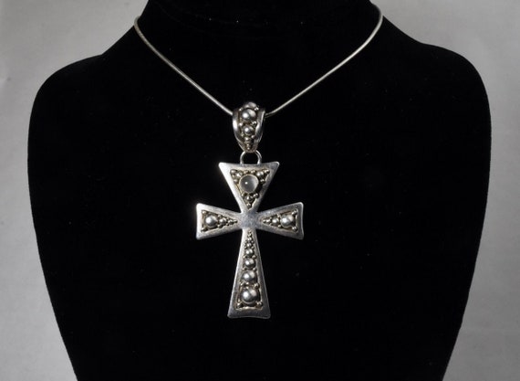Large Heavy Sterling Silver Crucifix Pendant with… - image 1