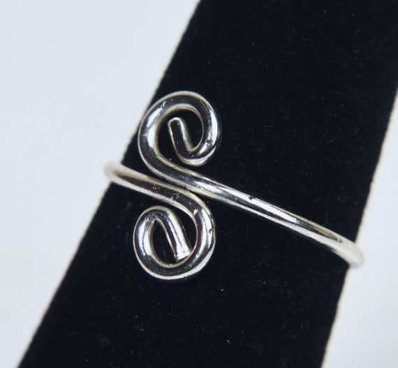 Vintage Sterling Silver Split Shank Wire Spiral R… - image 4