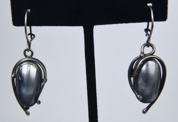 Sterling Silver Nacre Shell Dangle Earrings