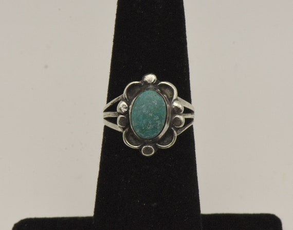Vintage Handmade Turquoise Sterling Silver Ring -… - image 1