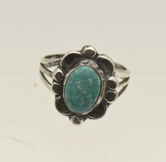 Vintage Handmade Turquoise Sterling Silver Ring -… - image 4