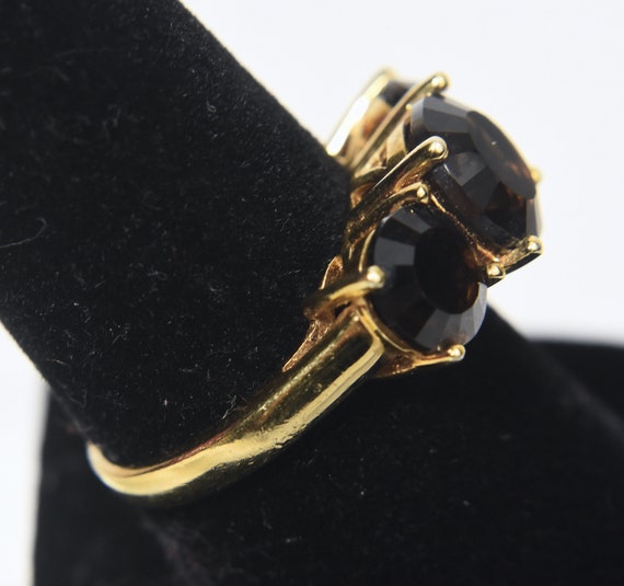 Gold Vermeil Smoky Quartz Ring - Size 7.75 - image 3