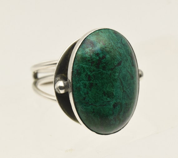 Vintage Handmade Chrysocolla Sterling Silver Adju… - image 7