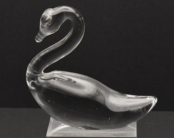 Vintage Colorless Glass Swan Figurine