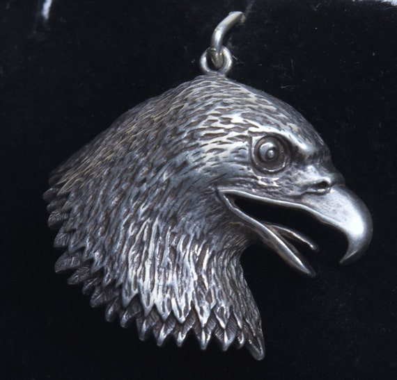 Vintage Sterling Silver Screeching Eagle Head Pen… - image 2