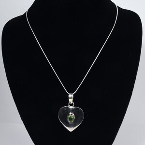 Sterling Silver Peridot Heart Pendant on Sterling Silver Chain Necklace - 18&quot;