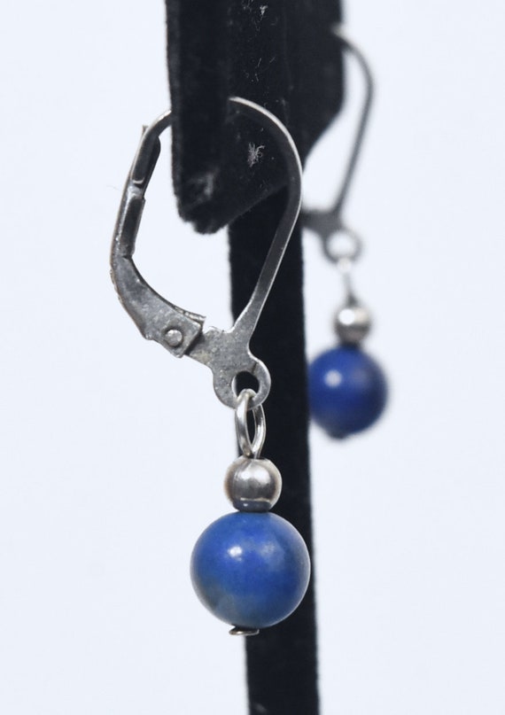 Sterling Silver Lapis Lazuli Dangle Earrings - image 3
