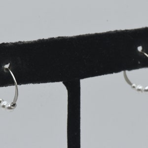 Vintage Sterling Silver Faux Pearl Hoop Earrings