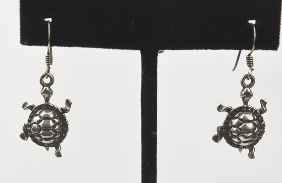 Silver Dangle Tortoise Earrings - image 1