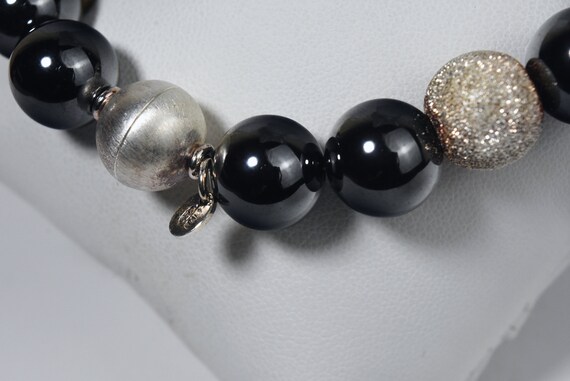 Heavy Italian Sterling Silver and Hematite Beaded… - image 3