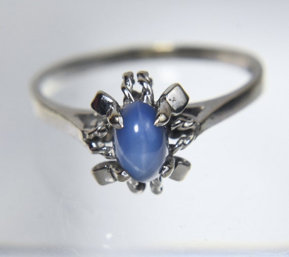 10k White Gold Synthetic Star Sapphire Ring - Siz… - image 5