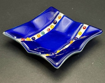 Vintage Handmade Glass Trinket Tray