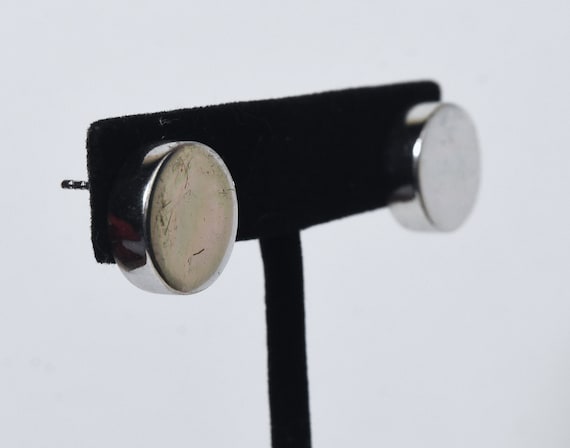 Large Sterling Silver Flat Stud Earrings - image 1