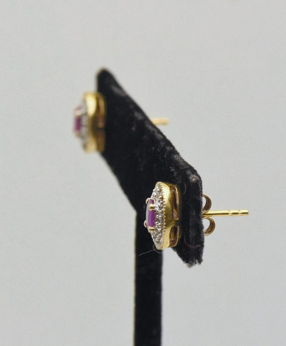 Vintage Synthetic Ruby and Topaz Gold Tone Sterli… - image 5