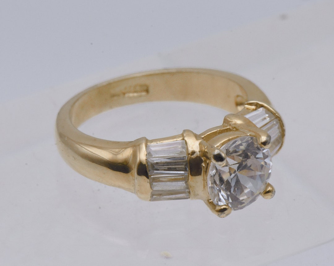 Vintage Gold Tone Sterling Silver Cubic Zirconia Ring - Size 7 - Etsy