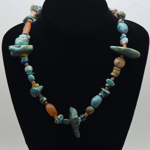 Vintage Stein Nugget Perlenkette mit Türkis und Karneol