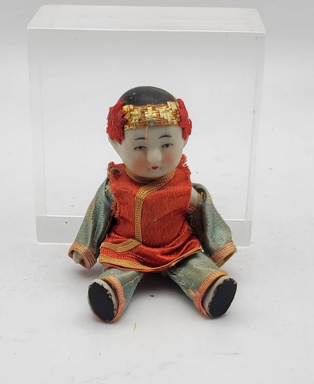 工芸品 RETRO POTTERY DOLL WOMAN BY IWATSUKI Iwatsuki Retro Pottery Doll Woman Vintage Green Dress | eBay