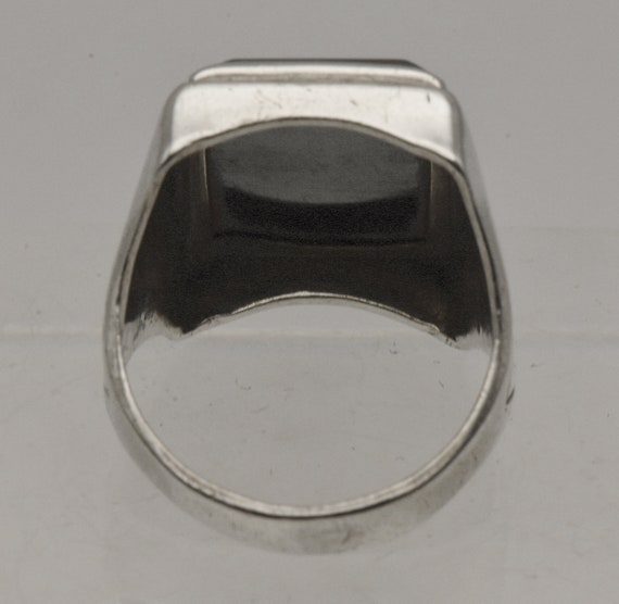 Uncas - Vintage Hematite Sterling Silver Ring - S… - image 8
