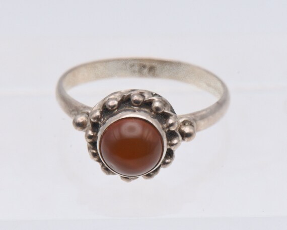 Vintage Handmade Carnelian Sterling Silver Ring -… - image 6