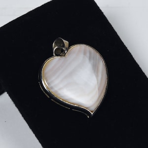 Beautiful Pink Mother of Pearl Sterling Silver Heart Pendant