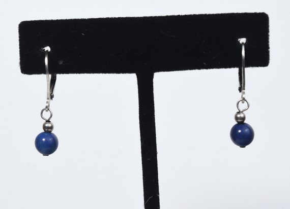 Sterling Silver Lapis Lazuli Dangle Earrings - image 2