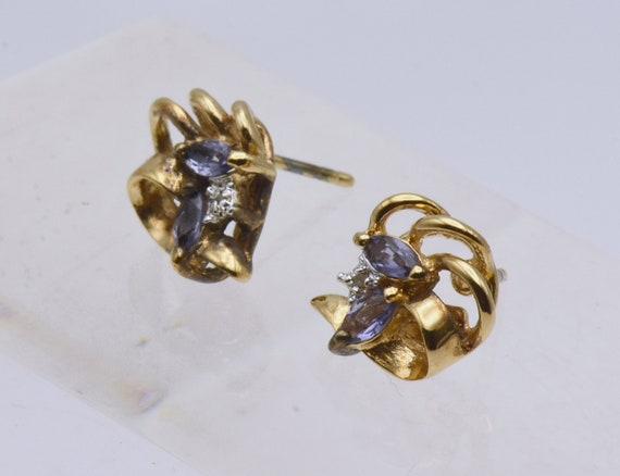 Vintage Tanzanite and Diamond Gold Plated Sterlin… - image 9