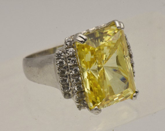 Vintage Sterling Silver Canary Yellow Cubic Zirco… - image 7