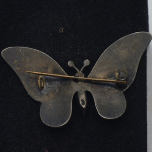 Vintage 935 Silver Enamel and Rhinestones Butterfly Brooch - Damaged image 4