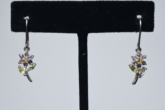 Gemstone Flower Earrings - image 3